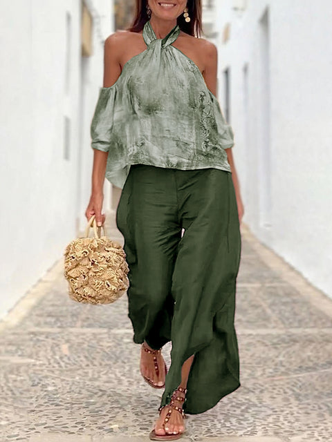 Watercolor Top and Pants Two-piece Set