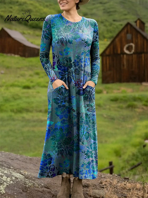 Women's Rose Gradient Print Stretch Dress