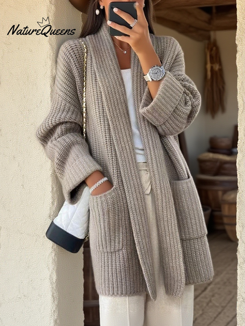 Women's Loose Thick-knit Pocket Cardigan Sweater