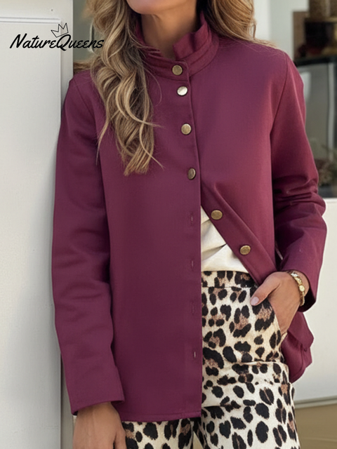 Women's Elegant Ruffle Collar Metal Button Cardigan Jacket