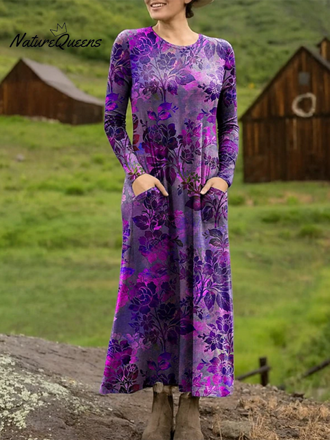 Women's Rose Gradient Print Stretch Dress
