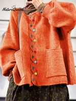 Colorful Button Thick Wool Loose Cardigan Sweater