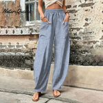 Breezy Striped Elastic Waistband Pants Blue / S