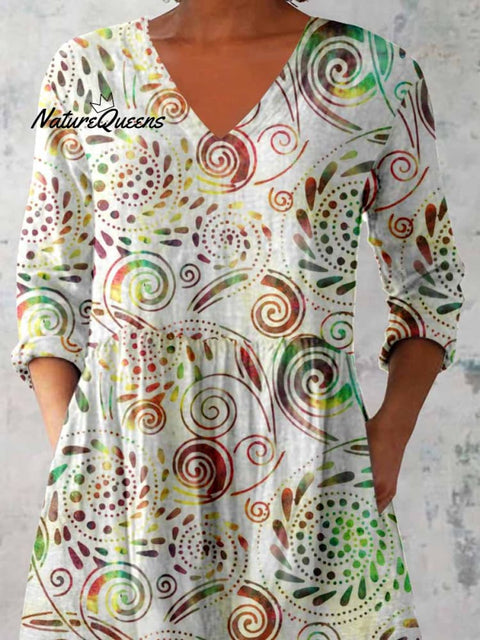 Women's Elegant Floral Print Cotton and Linen Top