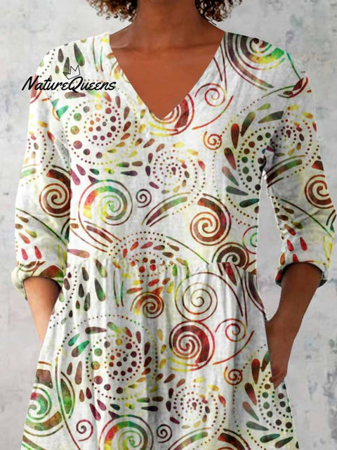 Women's Elegant Floral Print Cotton and Linen Top