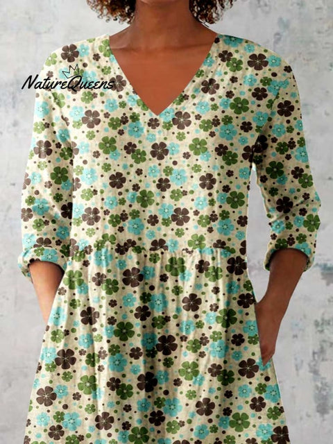 Women's Elegant Floral Cotton and Linen Top