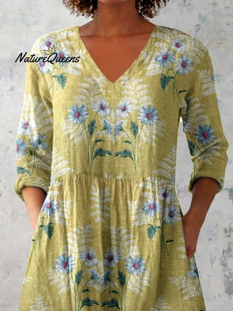 Women's Elegant Floral Cotton and Linen Top