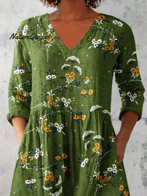 Women's Elegant Floral Cotton and Linen Top