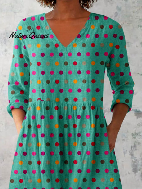 Women's ElegantPolka Dot Pattern Cotton and Linen Top