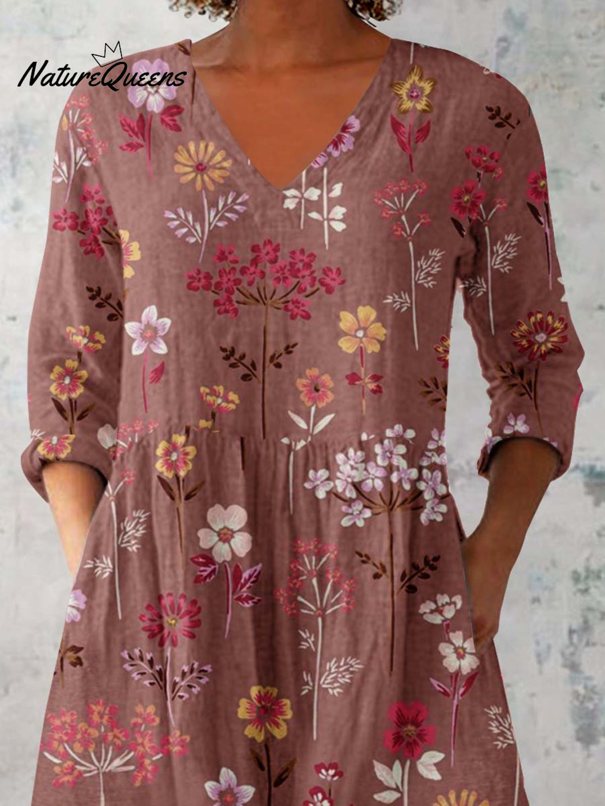 Women's Elegant Floral Pattern Cotton and Linen Top