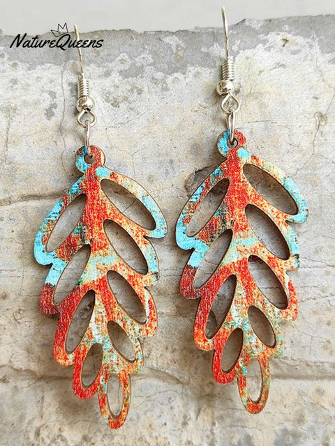 Vintage Colorful Bohemian Wood Earrings