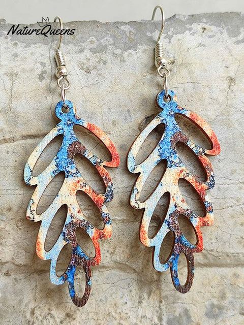 Vintage Colorful Bohemian Wood Earrings