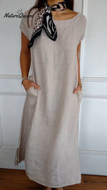 Round Neck Short Sleeve Pocket Dress