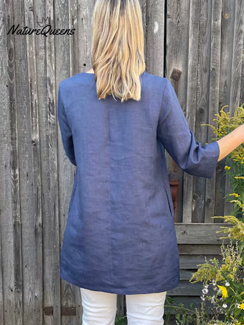 Women's Bow Loose Linen Top