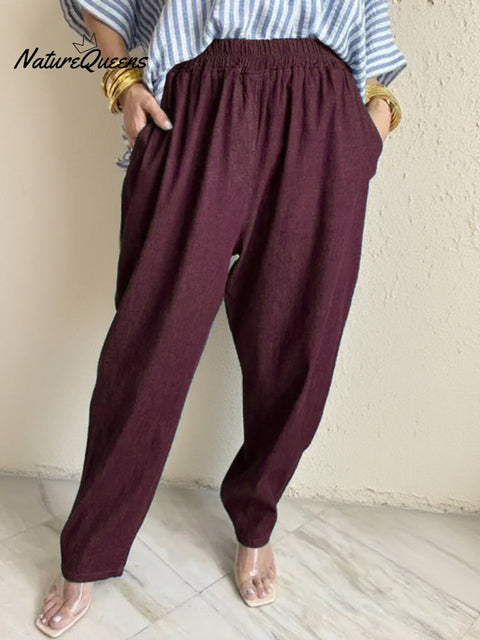 Women's Comfortable Soft Elastic Waist Denim Trousers