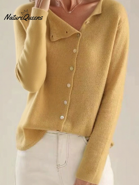 Women's Soft Irregular Button Knit Sweater
