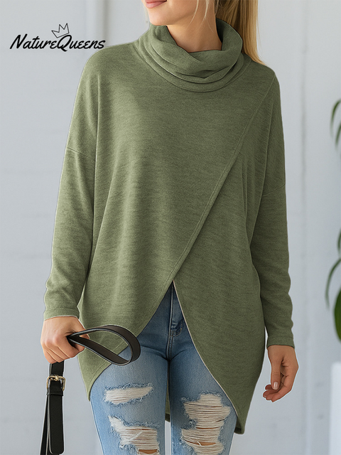Women's Casual Loose Irregular Slit Sweater