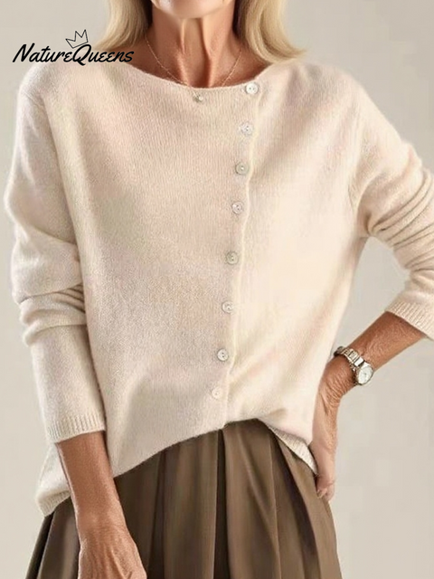 Women's Soft Irregular Button Knit Sweater