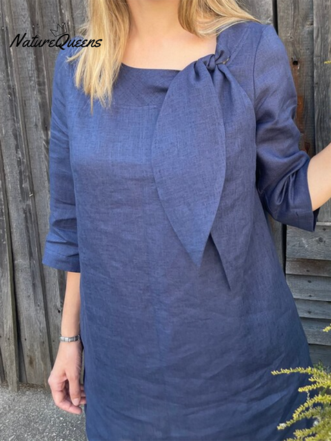 Women's Bow Loose Linen Top