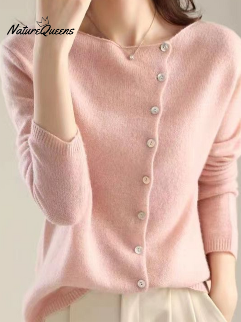 Women's Soft Irregular Button Knit Sweater