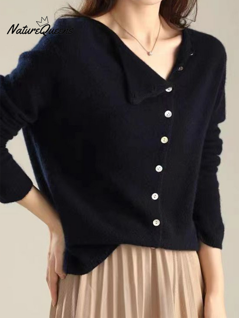 Women's Soft Irregular Button Knit Sweater