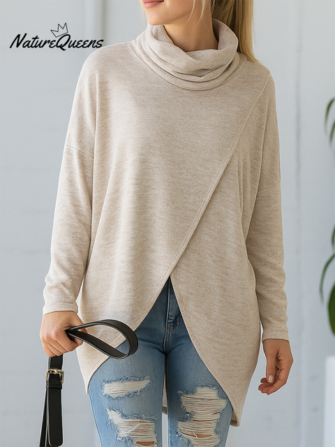 Women's Casual Loose Irregular Slit Sweater