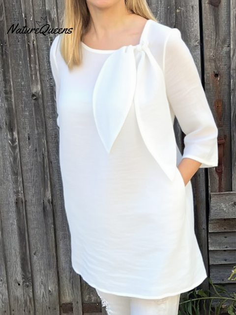 Women's Bow Loose Linen Top
