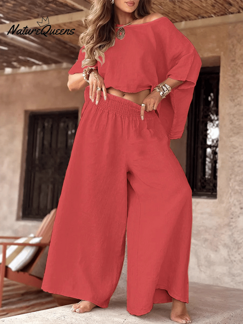 Women'S Loose Solid Color Wide Leg Pants Suit