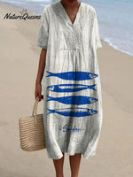 Women's Vintage Lovely Sardines Art Print Flowy Dress