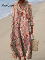 Women's Abstract Line Art Print Cotton Dress