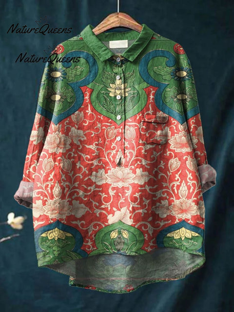 Women's Vintage Lovely Floral Art Print Cotton Dress