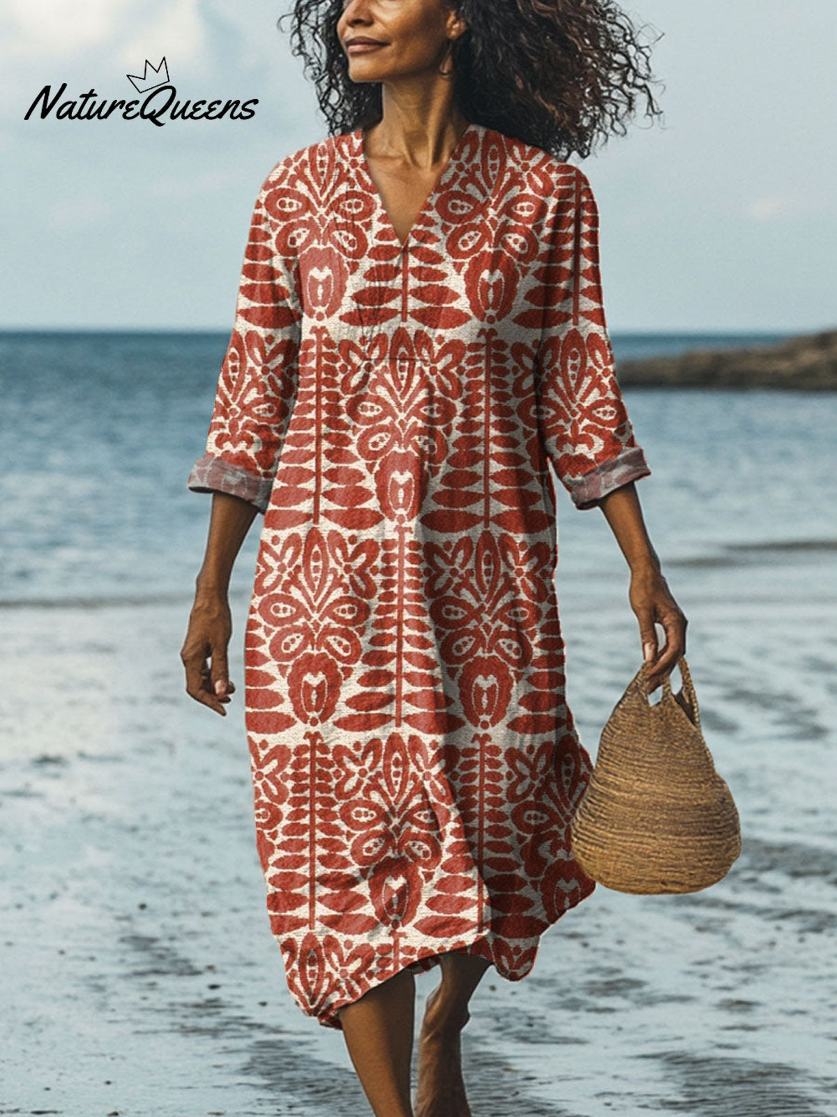 Women's Vintage Ethnic Pattern Art Print Cotton Dress