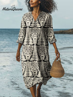 Women's Vintage Ethnic Pattern Art Print Cotton Dress