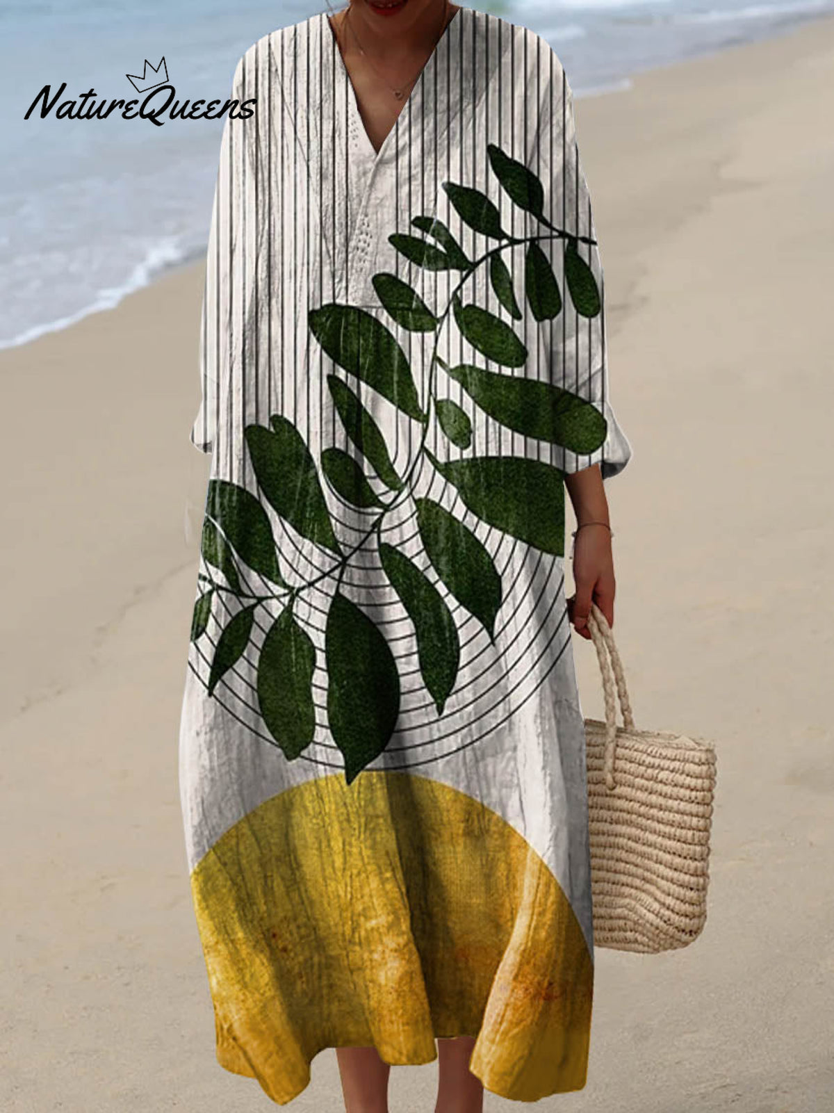 Women's Abstract Pattern Art Print Cotton Dress