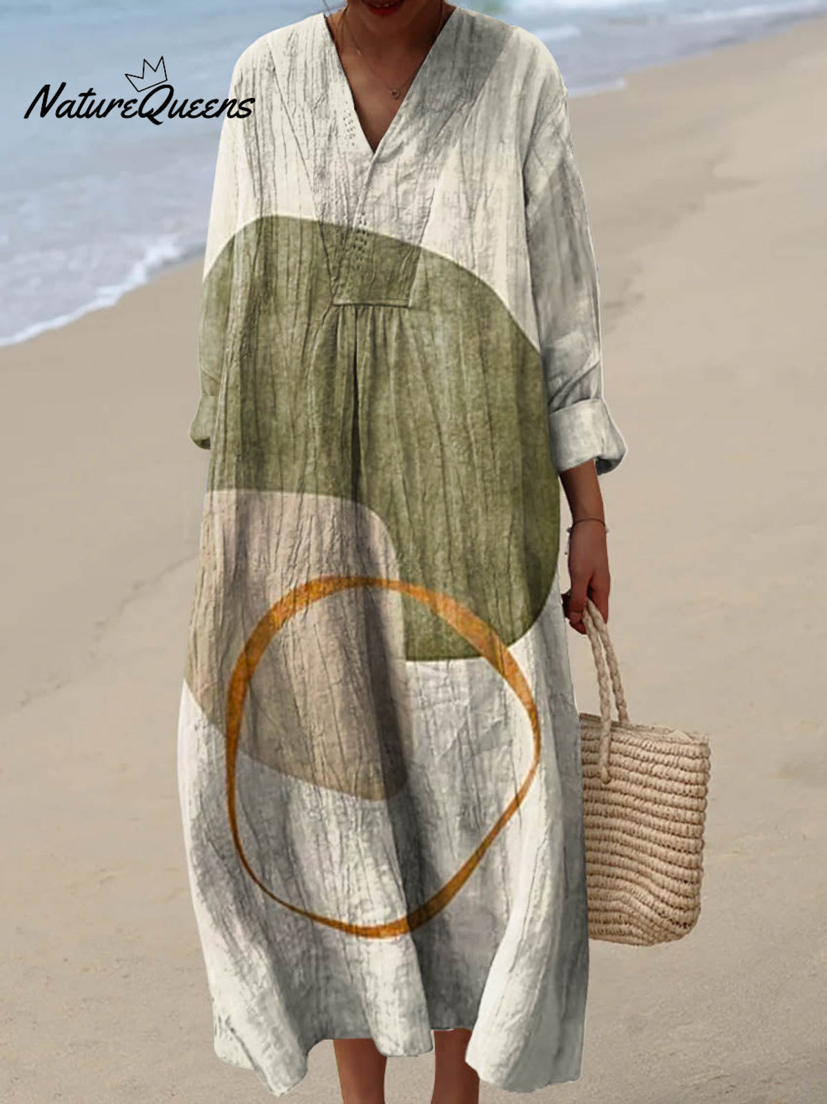 Women's Abstract Pattern Art Print Cotton Dress