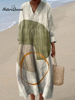 Women's Abstract Pattern Art Print Cotton Dress