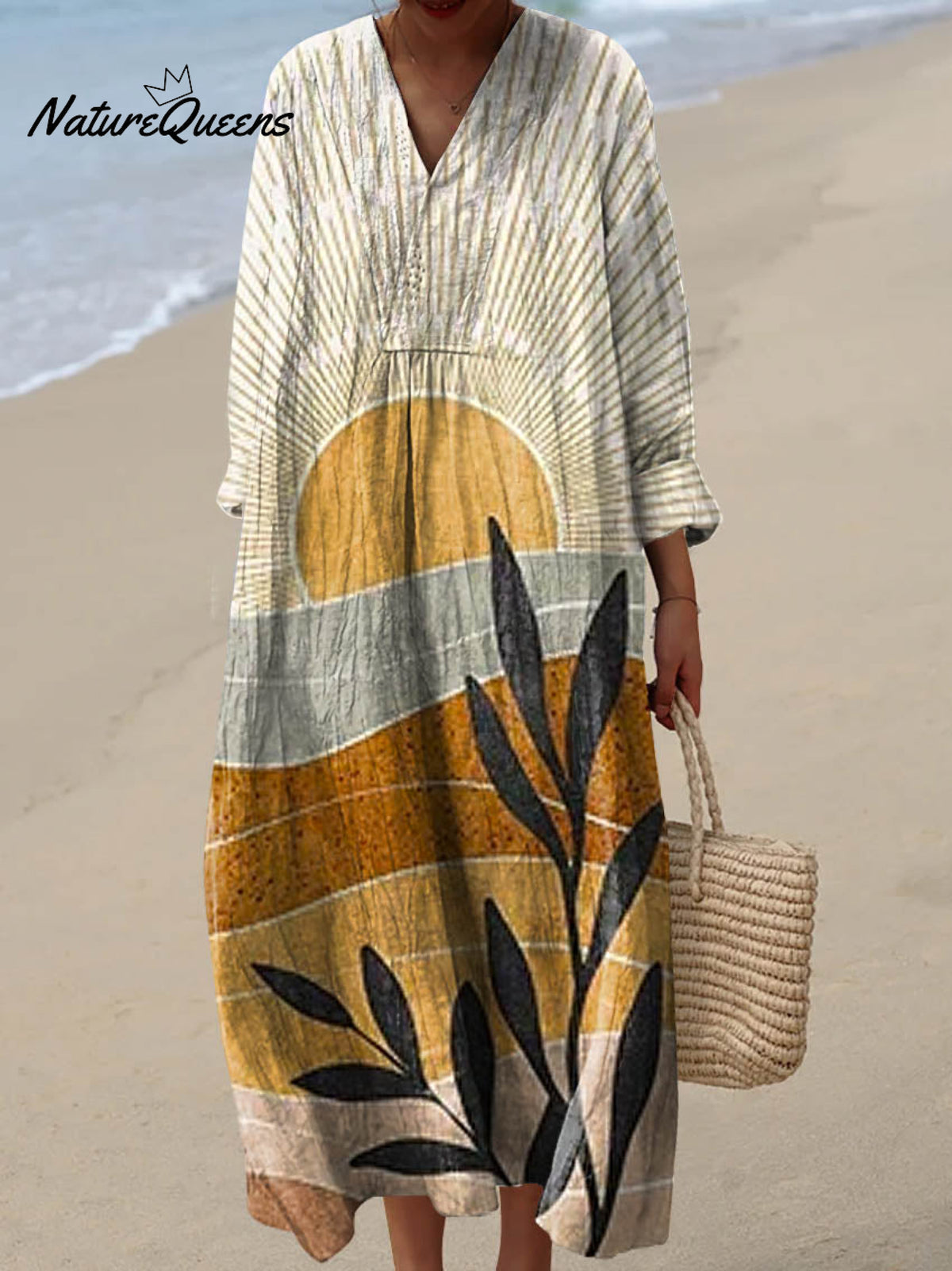 Women's Abstract Pattern Art Print Cotton Dress