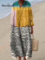 Women's Abstract Geometric Pattern Art Print Cotton Dress