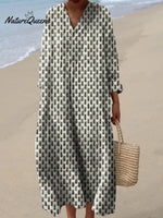 Women's Vintage Geometric Pattern Art Print Cotton Dress