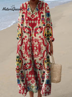 Women's Vintage Ethnic Pattern Art Print Cotton Dress