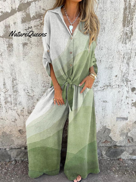 Women's Abstract Gradient Pattern Art Print Casual Two-piece Sets