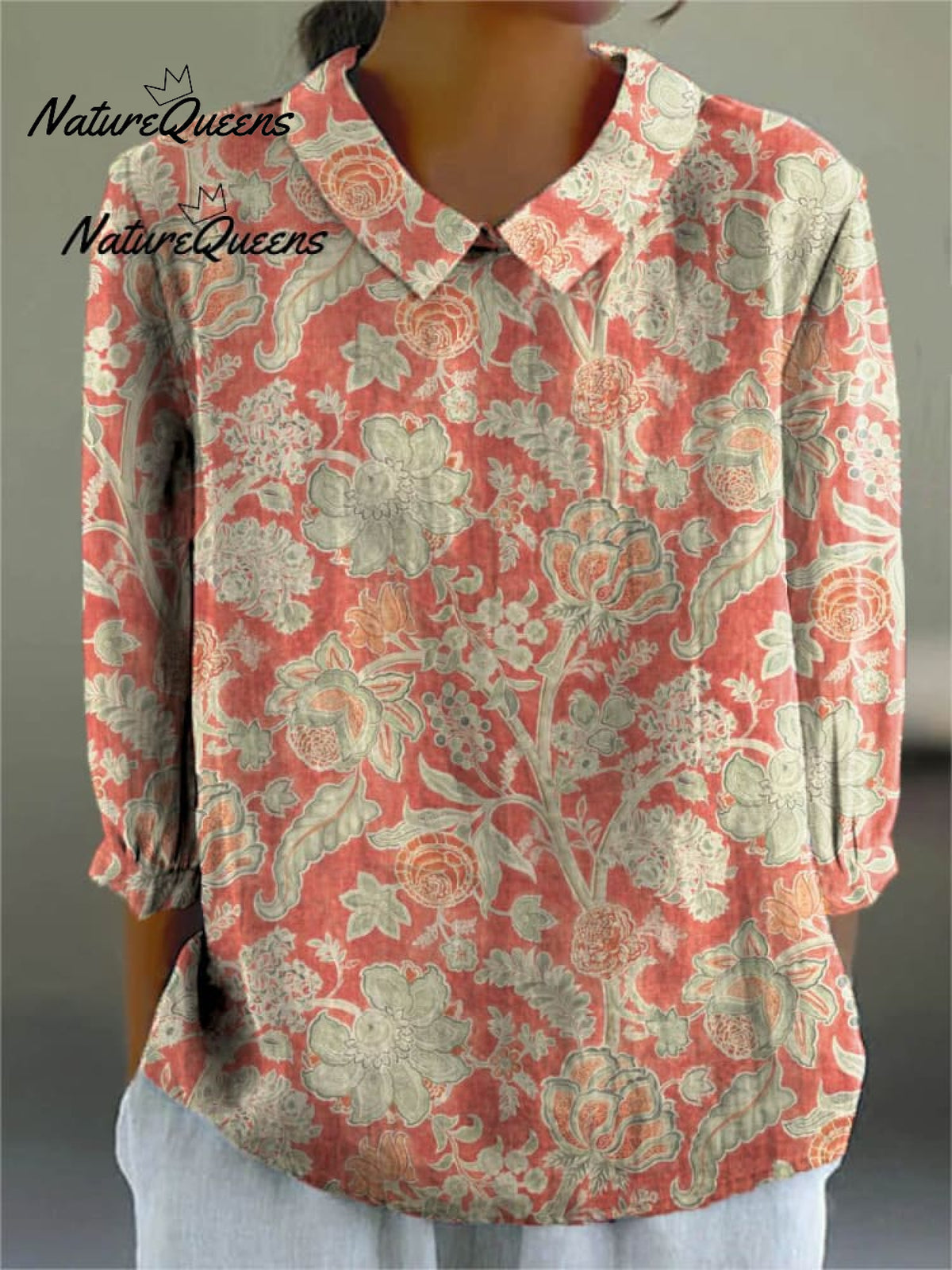 Women's Vintage Lovely Floral Art Printed Cotton And Linen Casual Pants