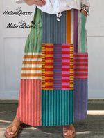 Women's Vintage Geometric Pattern Art Print Cotton Dress