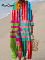 Women's Abstract Geometric Pattern Art Print Cotton Dress