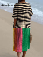 Women's Abstract Geometric Pattern Art Print Cotton Flowy Dress