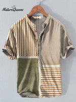 Men's Abstract Geometric Pattern Art Print Casual Cotton And Linen Polo