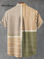 Men's Abstract Geometric Pattern Art Print Casual 100% Cotton Shirt