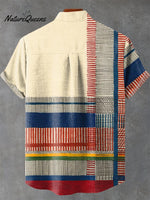 Men's Abstract Geometric Pattern Art Print Casual 100% Cotton Shirt