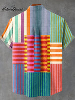 Men's Abstract Geometric Pattern Art Print Casual 100% Cotton Shirt