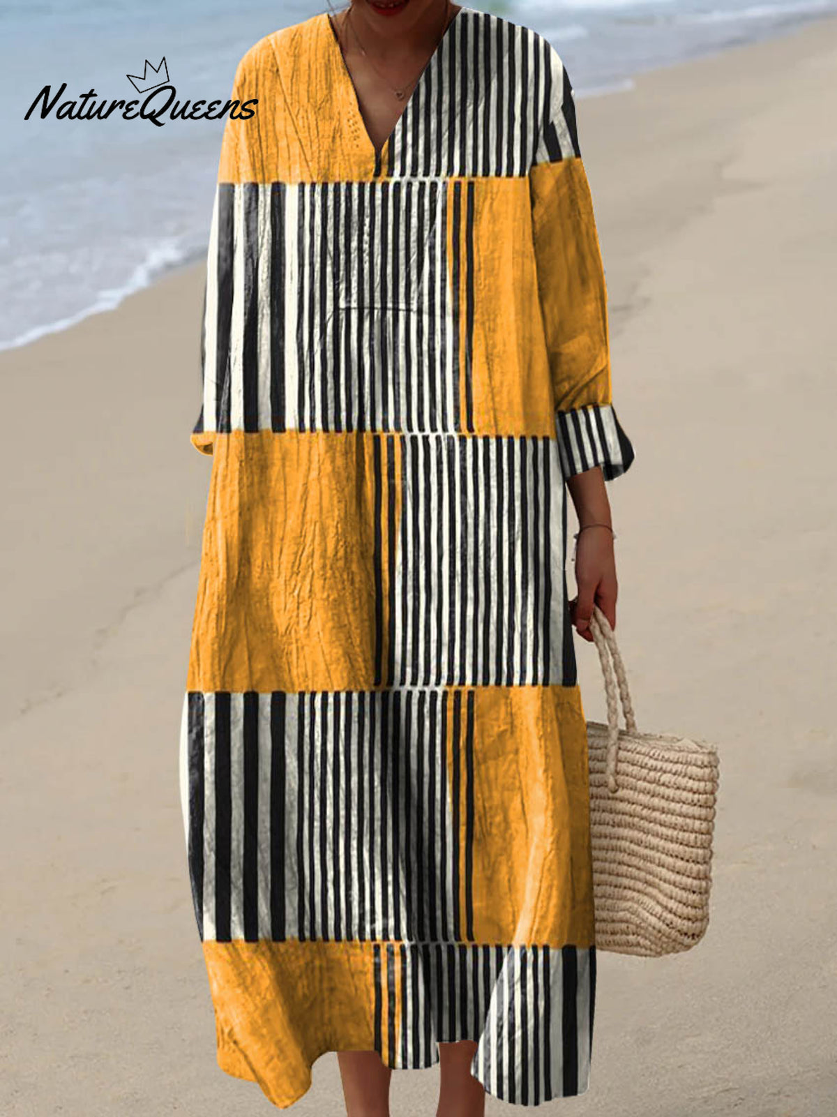 Women's Abstract Geometric Pattern Art Print Cotton Dress